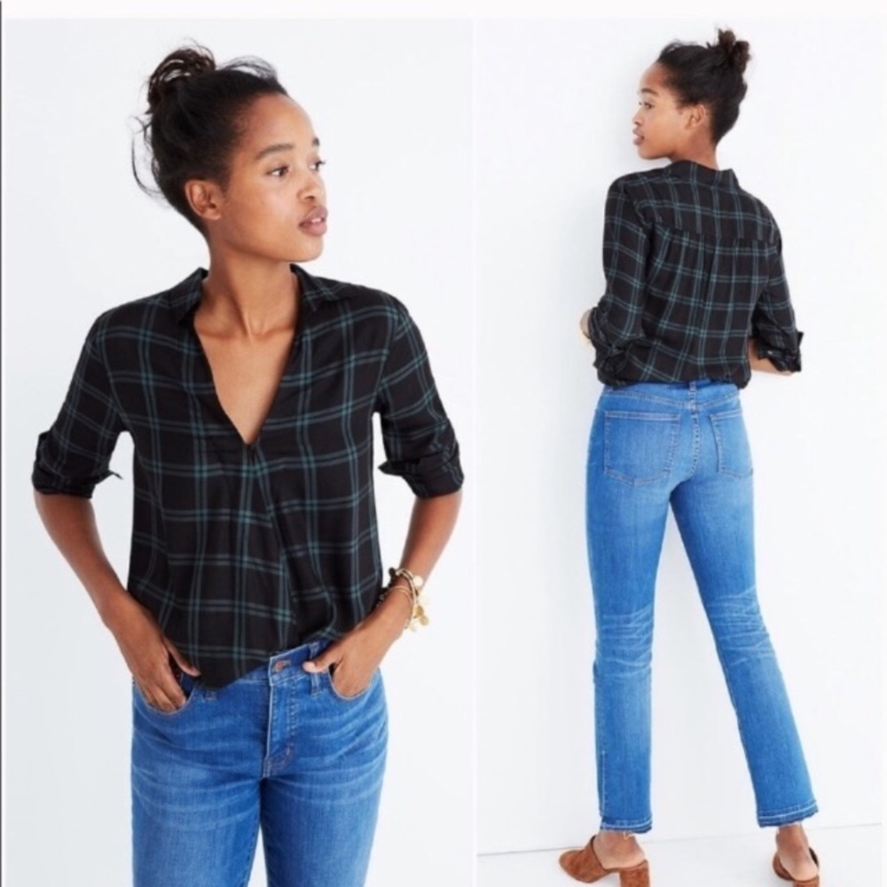 Madewell Women's Plaid Shirt | Faux Wrap | Cozy Casual | Relaxed Fit | Size XS - Picture 2 of 7